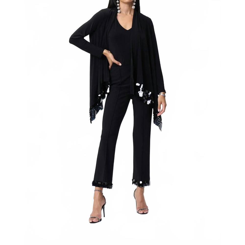 NEW JOSEPH RIBKOFF sequin trim pants in black